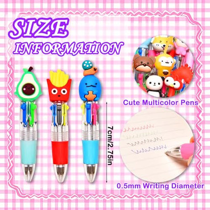 24Pcs Mini Multicolor Pens in One 4-in-1, Cute Pens Bulk for Party Favors and Birthdays, Delightful Ballpoint Pen Back To School Gifts Classroom Student Prizes - style: 24pcs