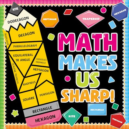 Math Bulletin Board Decorations Set Back to School Bulletin Board Classroom Decorations Educational Math Makes Us Sharp Pencil Paper Cutouts for School Classroom Office Home Chalkboard Wall Door Deco - style: Math