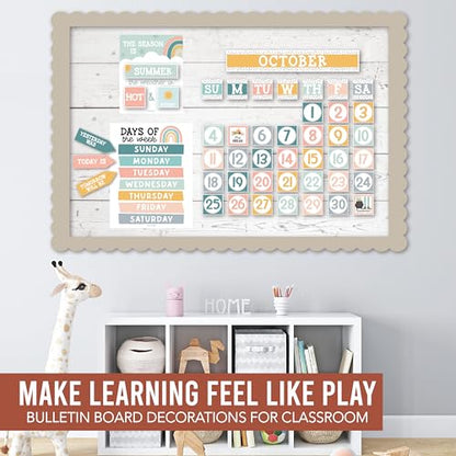 Hadley Designs Classroom Calendar Set Bulletin Board Decorations - Boho School Calendar for Classroom Decor, Kindergarten Preschool Elementary Teacher Must Haves, Homeschool & Daycare Essentials - style: Boho Muted