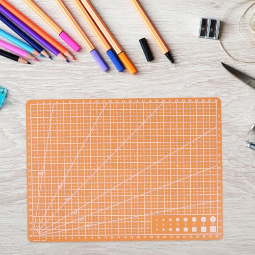 VILLCASE A4 Double-sided Cutting Mat for Crafts and Artist Carving, Orange Small Craft Cutting Board 30×22cm, Precision Sewing and DIY Work Mat for Hobbyists