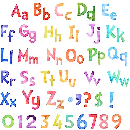 Tenare 134 Pieces 5 Inch Bulletin Board Letters Alphabet Numbers Letters Combo Set Cutouts for Bulletin Board Display Home Back to School Decor(Watercolor Style) - style: Watercolor Style