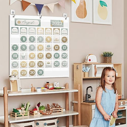 EAMAY Classroom Monthly Calendar Pocket Chart for 2.75 * 2.75 Cards,Homeschool Supplies and Classroom Must Haves! Only Chart(White) - color: White