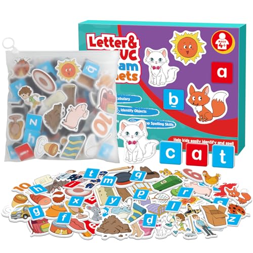 Quilinz CVC Magnets Word Games,Fridge Magnets for Kids, Magnetic Letters for Classroom, Toddler Alphabet Learning Toys, Speech Therapy Materials, Phonic Games for 3+,Kindergarten Classroom Must Haves