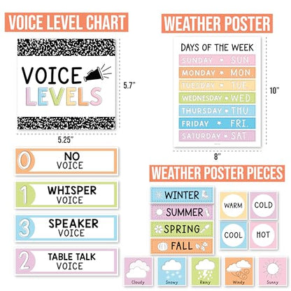 Hadley Designs Classroom Calendar Set Bulletin Board Decorations - Pastel School Calendar for Classroom Decor, Kindergarten Preschool Elementary Teacher Must Haves, Homeschool & Daycare Essentials - style: Composition Notebook