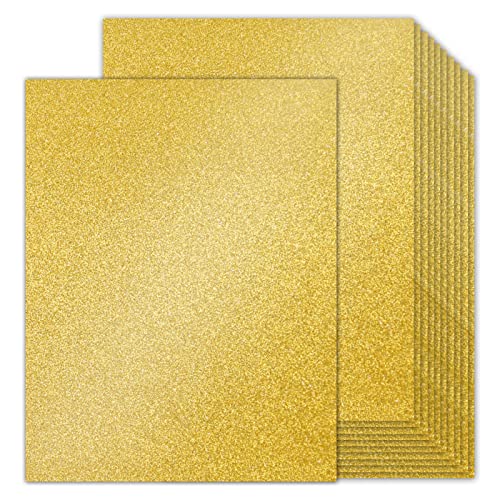 Double-Sided Gold Glitter Cardstock 8.5 x 11 24 Sheets, Goefun 100lb No-Shed Shimmer Glitter Paper for Wedding Parties, Invitations, Birthday, DIY Craft Projects, Anniversary - color: gold, size: 8.5x11
