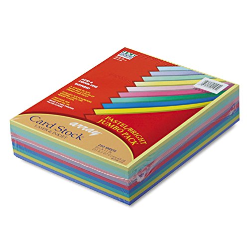 Pacon Card Stock, Pastel and Bright Jumbo Assortment, 10 Colors, 8-1/2" x 11", 250 Sheets - color: Pastel and Bright Color Assortment