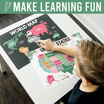 Hadley Designs 4 Cactus Pre K Learning Posters For Toddlers 1-3 - ABC Posters, 9 Classroom Decor, Classroom Motivational Posters, Solar System Poster For Kids Maps, Classroom Rules