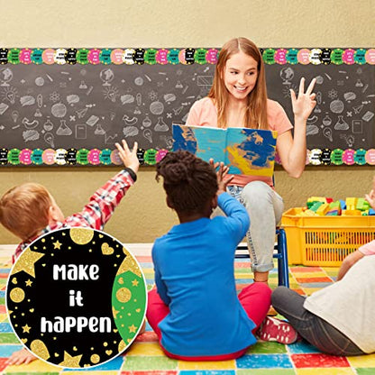 Panelee Confetti Inspirational Border 68.9 Feet Bulletin Board Border Butterflies Flowers Bee Space Inspirational Cute Decor for Classroom Bulletin Boards Chalkboard Wall Decor - style: Confetti