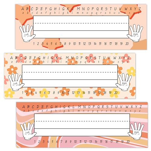 Name Tags for Students, Retro Name Plates, Groovy Name Labels for School Desks, Back to School Classroom Decor, 30 Pack (03) - style: Retro