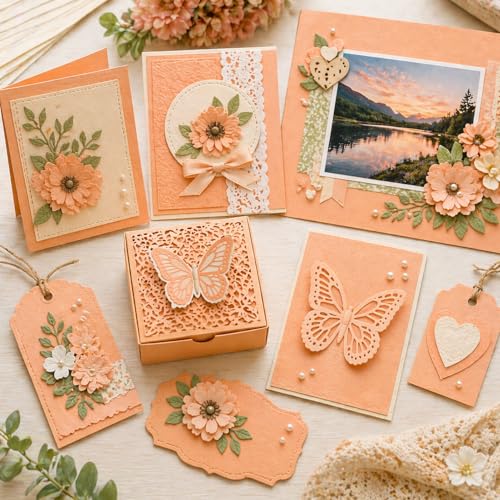Paper Accents Muslin Texture Cardstock, Peach Glow, 8.5x11 Inch, 25 Pack, 74lb, Scrapbooking Card Making and Crafts