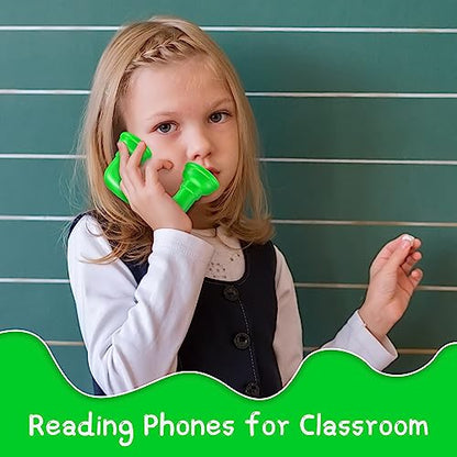 Teling 24 Pack Reading Phones Kids Auditory Feedback Hear Myself Sound Phones for Classroom(Red, Blue, Green)