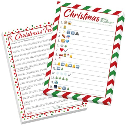 COCHIE 30 Players Christmas Party Games for Adults Family Office Large Groups, Xmas Parties Movies Pictionary Game, Riddle Game, Christmas Trivia Games with Answer Key (Xmas Quiz) - style: XMAS Quiz