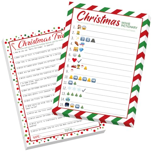 COCHIE 30 Players Christmas Party Games for Adults Family Office Large Groups, Xmas Parties Movies Pictionary Game, Riddle Game, Christmas Trivia Games with Answer Key (Xmas Quiz) - style: XMAS Quiz