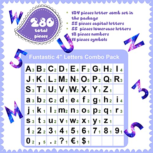 Tenare 134 Pieces 5 Inch Bulletin Board Letters Alphabet Numbers Letters Combo Set Cutouts for Bulletin Board Display Home Back to School Decor(Solar Style) - style: Solar Style