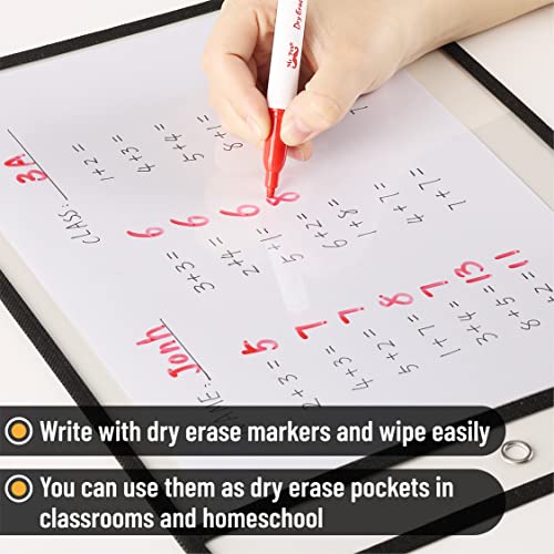 Mr. Pen- Reusable Dry Erase Pocket Sleeves, 10.2" x 14", 6 Pack, Black | Clear Plastic Paper Sleeves, Ticket Holders, Clear Plastic Sheet Protectors, Teacher, School, Classroom Supplies - color: Black, size: 6 Pack