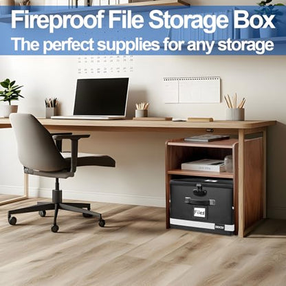 Upgraded Fireproof File Box with Stay-Open Straps, Fireproof Document Box with Lock, Portable File Organizer Filing Cabinet with Handles for Hanging Letter/Legal Folder, 15.5" x 12.3" x 10.5" - size: 15.5" x 12.3" x 10.5", style: Black 1 Pack-3300°F Box w