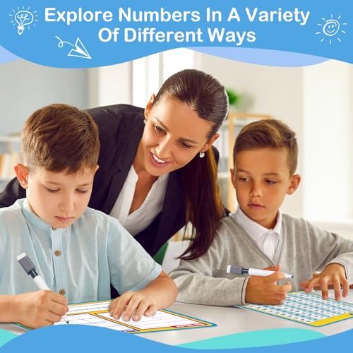 Aizweb 12 Pack Dry Erase Board Card,9" x 12" Small Whiteboard Number Line 120 Numbers Chart Ten Frame,Math Manipulatives Addition Subtraction Game for Student Classroom Must Haves Teacher Supplies - style: 12 Pack Number Chart