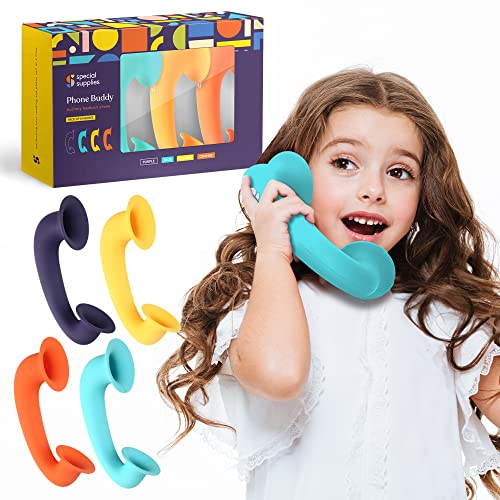 Special Supplies Phone Buddy Auditory Feedback Reading Phones for Classroom, Home- Speech Therapy Communication Device for Kids and Adults, Accelerate Reading Fluency- 4 Pack Phonic Toy Phone for Kids
