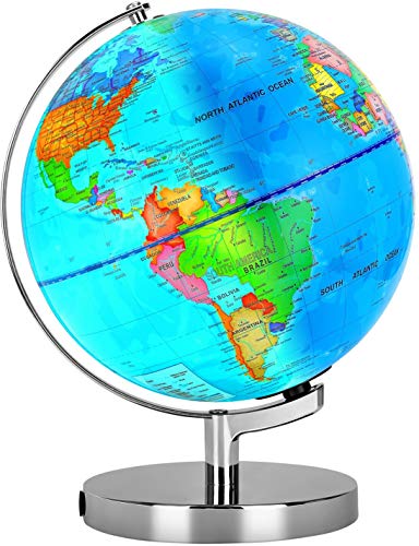 POOCCI 6 in1 Illuminated Large World Globe for Kids & Adults All Ages High Clear Map 12inch, Illuminates Educational Interactive STEM Toy, Light Up Kids Globe Lamp,Gifts For Boys And Girls - size: 12Inch