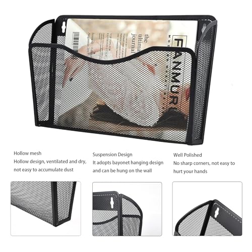 Gawerk 3 Pack Wall File Organizer, Mesh Wall File Pocket Mail Organizer Hanging Metal Vertical Wall Mounted File Holder for Office/Home - size: 3 Pack Wall Mounted