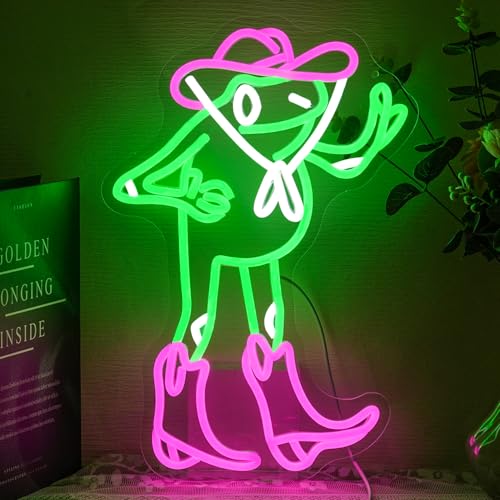 Frog Cowboy Neon Sign for Wall Decor Cowboy Toad Neon Light Frog LED Neon Signs Colorful Led Neon Lights for Bedroom Man Cave Shop Decoration - style: Frog Cowboy