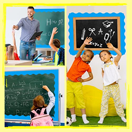 60 Feet Bulletin Board Borders, Pure Blue Scalloped Rolled Border Trim with Wavy Line Design for School, Classroom & Offices - color: Blue (60 Feet)