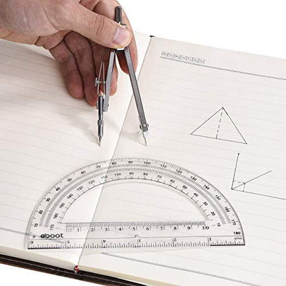 Drawing Compass and 6 Inch Protractor, Student Geometry Math Set - color: Clear