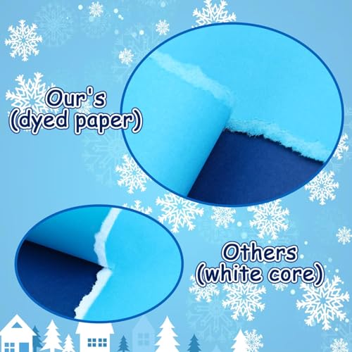 JULBEAR 30 Sheets Blue Cardstock, 8.5 x 11 Inch 180g Winter Navy Colored Cardstock Blue Construction Pastel Paper Kids Adults Winter Christmas DIY Arts Crafts Copy for School Office Home Supplies - style: Winter Style