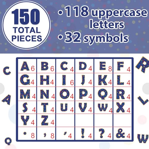 150 PCS Large 6" Bulletin Board Letters Set, Blue with Colorful Polka Dot Classroom Alphabet Cutout Letter for Bulletin Board Display Home School, A Great Helper to Inspire Students' Learning Interest - style: Blue Polka Dot