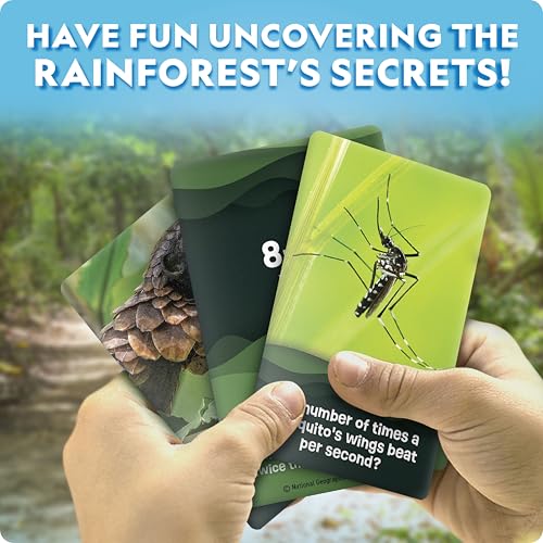 National Geographic Anyone's Guess Rainforest Animals Trivia Cards - Kids Trivia Card Game with 55 Jumbo Cards, Animal Games, Trivia Game - style: Rainforest Animal Trivia