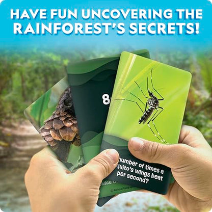 National Geographic Anyone's Guess Rainforest Animals Trivia Cards - Kids Trivia Card Game with 55 Jumbo Cards, Animal Games, Trivia Game - style: Rainforest Animal Trivia