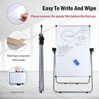 Stand White Board, Double Sided Magnetic Dry Erase Board Height Adjustable Whiteboard with Sturdy Aluminum Frame for Home Office Classroom, 36 x 24 Inch - size: 24"W x 36"H