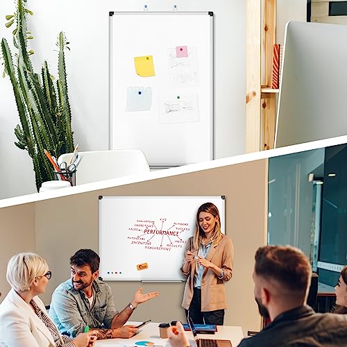XBoard Magnetic Dry Erase Whiteboard 48 x 36 Inch, 4' x 3' Premium White Board for Wall with Marker Tray, Silver Aluminum Frame Presentation Board for Home Office Classroom - size: 48"W x 34.6"H