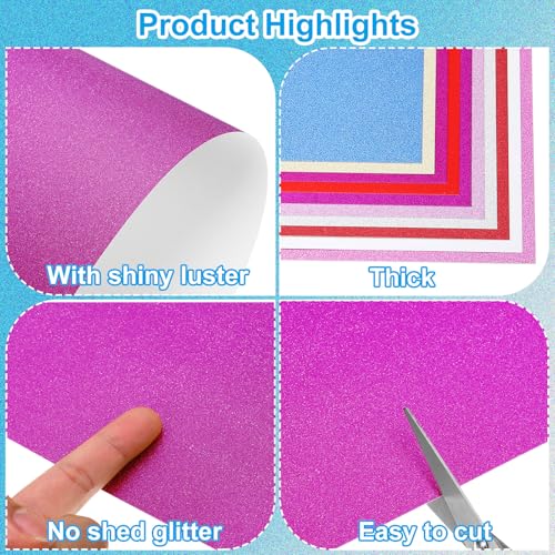 PATIKIL 10 Sheets Purple Glitter Cardstock Paper, A4 250gsm Rectangle Premium Sparkly Paper Craft Cardstock Paper for Scrapbook Card Making DIY Art Projects Wedding Party - color: Purple, size: A4