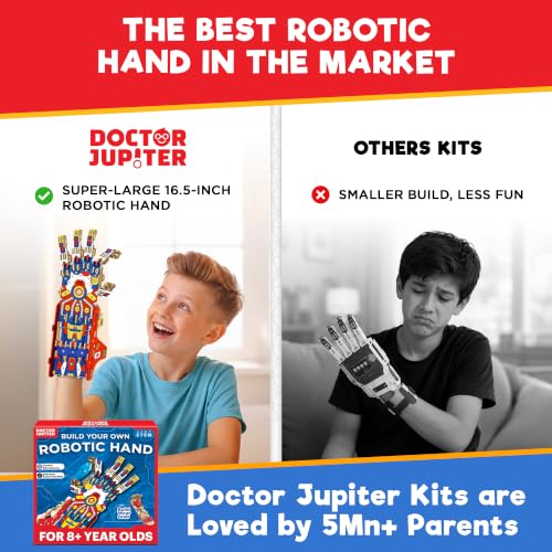Doctor Jupiter Robotic Hand STEM Toy for Ages 8-13 | Birthday Gifts for Boys & Girls 8,9,10,11,12,13,14 Year Old | Cyborg Hand, Engineering Kit | Learning & Educational Toys - style: Robotic Hand: 8+