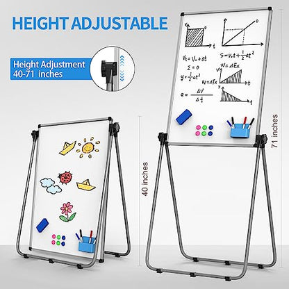 Double Sided White Board with Stand - 40x28 Portable Whiteboard Easel with Height Adjustable & 360° Rotation for Home Office Classroom, Standing Dry Erase Board for Presentation - size: 28"W x 40"H