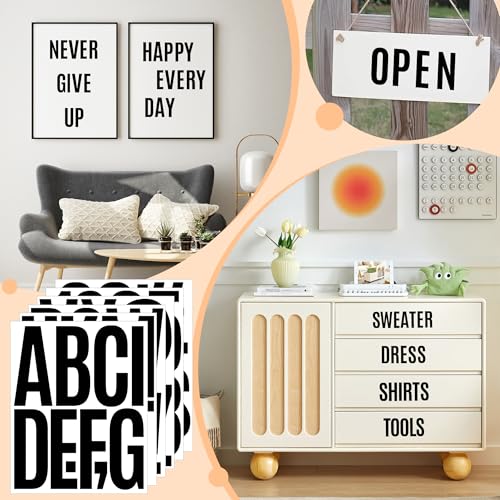 240 Pcs Letter Stickers Vinyl Mailbox Numbers and Letters, 24 Sheets Large Alphabet Number Stickers Self-Adhesive Waterproof Sticker Letters for Window Vehicle Bulletin Poster Board (Black, 5 Inch) - color: Black, size: 5 Inch