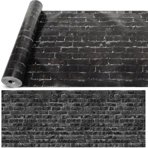 Breling Black Non-Woven Brick Bulletin Board Roll Heavy Duty Reusable Waterproof Erasable Bulletin Board 24inch*60ft Fade Resistant Wrinkle Resistant Poster Fabric Background Roll for Classroom - color: Black