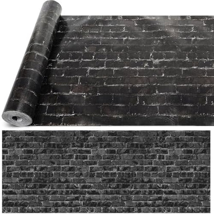 Breling Black Non-Woven Brick Bulletin Board Roll Heavy Duty Reusable Waterproof Erasable Bulletin Board 24inch*60ft Fade Resistant Wrinkle Resistant Poster Fabric Background Roll for Classroom - color: Black