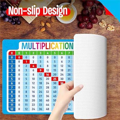 6 Pack Placemats for Kids, Non-Slip Washable Table Mat, Reusable Subtraction, Multiplication, Fraction, Addition, Division Placemats for Home, Kindergarten, Classroom, Nursery - style: Mathematics