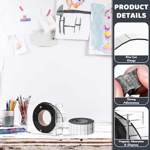 Double Sided Foam Tape Pre Cut 3/4 X 1/2 Inch EVA Foam Adhesive Squares Roll with Acrylic Storage Box 3D Foam Squares for Crafts Arts Sewing DIY Office Supplies (Tape+Box, Black) - color: Black, style: Tape+Box