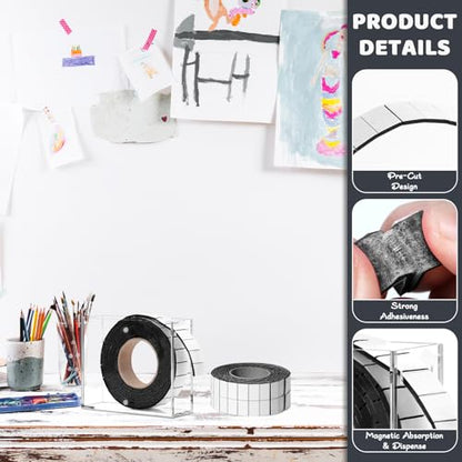 Double Sided Foam Tape Pre Cut 3/4 X 1/2 Inch EVA Foam Adhesive Squares Roll with Acrylic Storage Box 3D Foam Squares for Crafts Arts Sewing DIY Office Supplies (Tape+Box, Black) - color: Black, style: Tape+Box