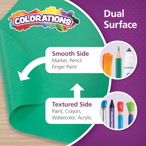 Colorations Dual Surface Paper Roll, Bright Green, 36" x 1000', Textured Paper, Classroom Craft & Art Supplies, Bulletin Board, Gift Wrapping, Chalkboard Wallpaper - color: Bright Green