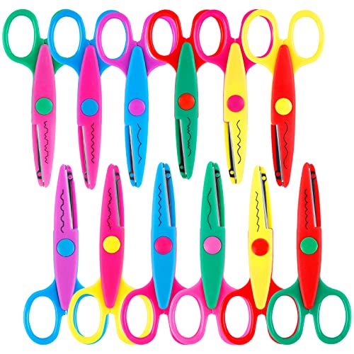 UCEC Craft Scissors - Decorative Edge, 12 Pack, Colorful Color, Zig Zag & Pattern Scissors for Crafting & Scrapbooking - color: 12 Pack