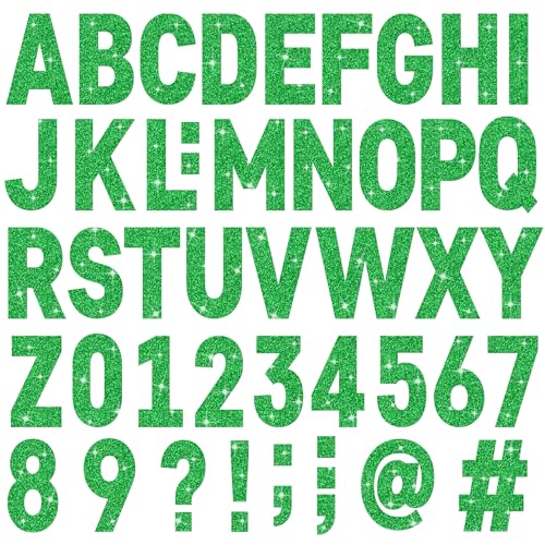 24 Sheets Large Letter Stickers 4 Inch Big Font 282 Pcs Glitter Alphabet Number Stickers Self Adhesive Stick on Letters for Poster Board Bulletin Board Mailbox Crafts Classroom Home Decor(Green) - color: Green, size: 4 Inch