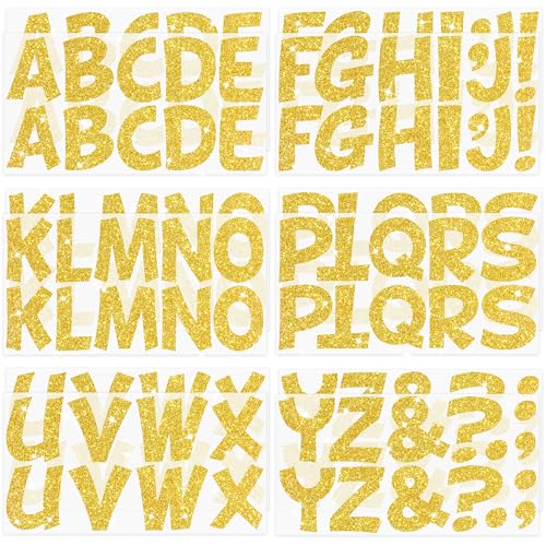 132Pcs Bulletin Board Letters 2.5 Inch Glitter Gold Letter Stickers Large Vinyl Alphabet Stickers Self Adhesive Stick on Letters Sticker for Poster Mailbox Display Crafts Party Home Classroom Decor - color: Gold, size: 2.5 Inch