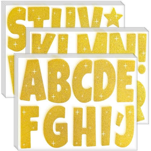 Glitter Bulletin Board Letters for Classroom Alphabet Poster Board Letters for Bulletin Board Display Home School Classroom Decor(Gold,4 Inch) - color: Gold