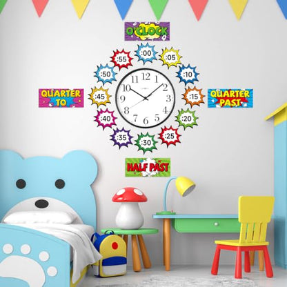 OBUSATT 16PCS Clock Numbers Labels Telling Time Clock Bulletin Board Telling Time Cutouts Classroom Decorations for Elementary Home Back to School Math Classroom Must Haves Teacher Supplies (Hero) - style: Hero