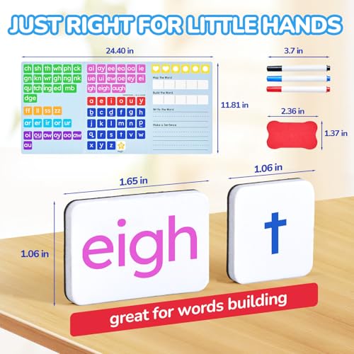 JoyCat 265 Phonics Magnetic Letter Tiles- Hooked on Phonics, ABC Reading Games Set with Word-Building Folder & Storage Case, Letter Sound Alphabet Letters, Preschool Pre k Classroom Materials - style: 265 Tiles+1 Word Folder