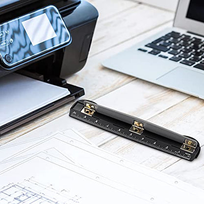 Eagle 3 Hole Punch, Portable Ring Binder 3 Hole Punch, Paper Puncher with Integrated Ruler, 5 Sheets Capacity, for Ring Binders, Office and School Supplies (Black) - color: Black